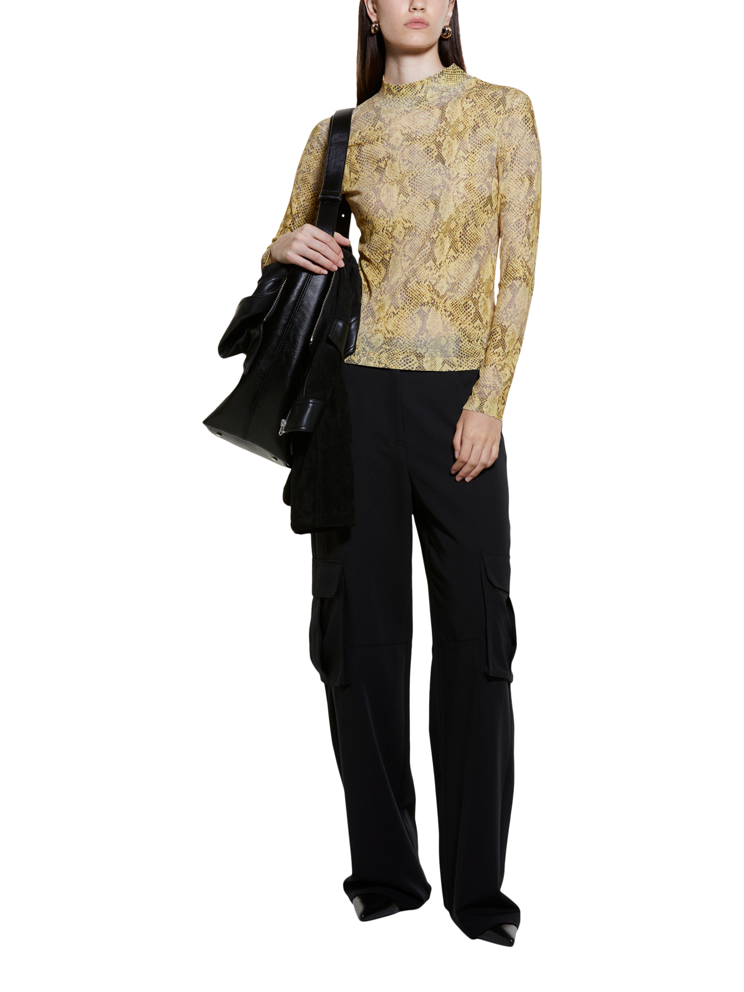 Product image 3 of 5, which shows SISLEY Wide Leg Cargo Trousers, Black, 14