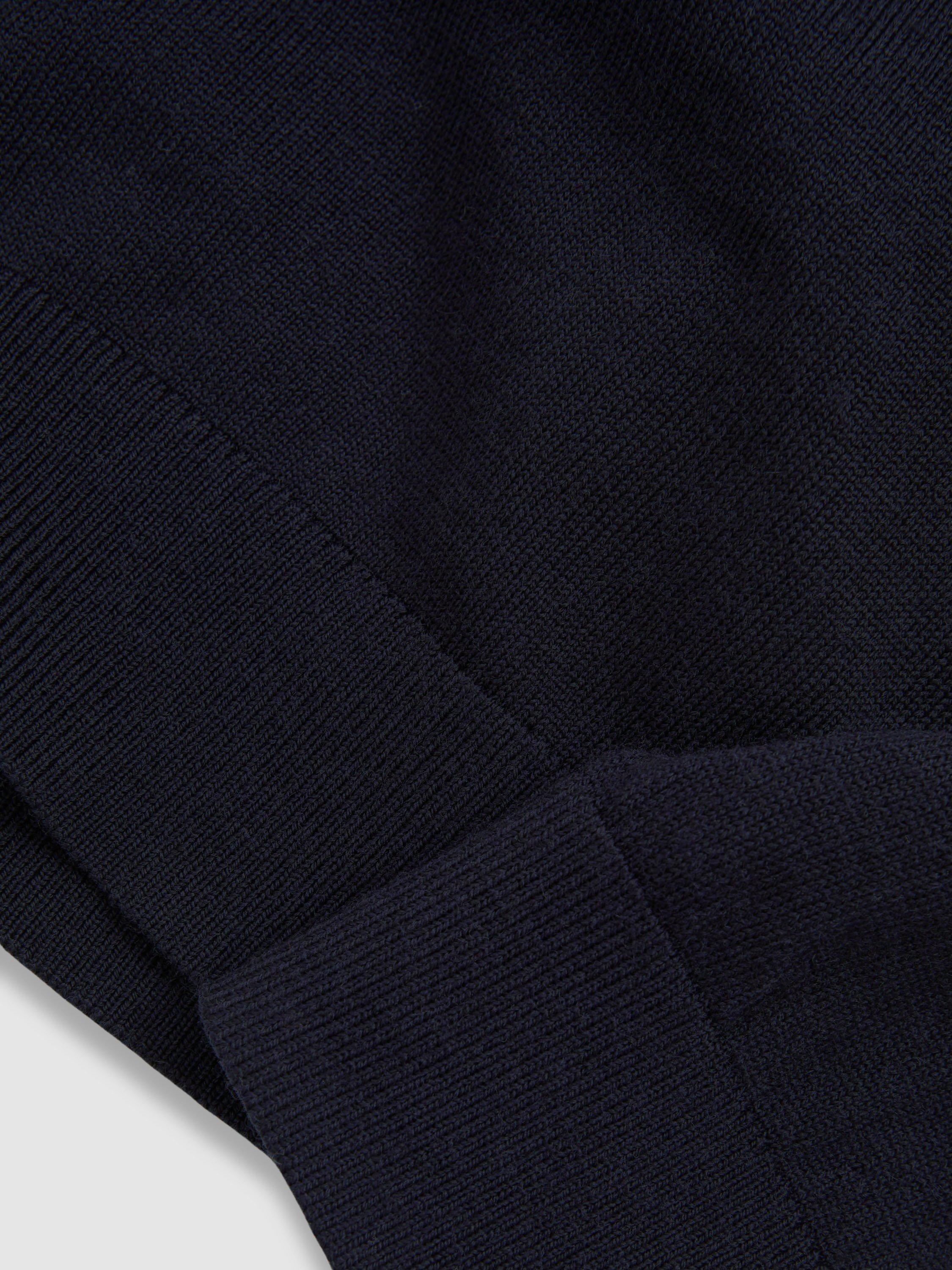 Product image 4 of 4, which shows Mango Kids' Blackhall Wool Zip Neck Jumper, Navy, 3-4 years