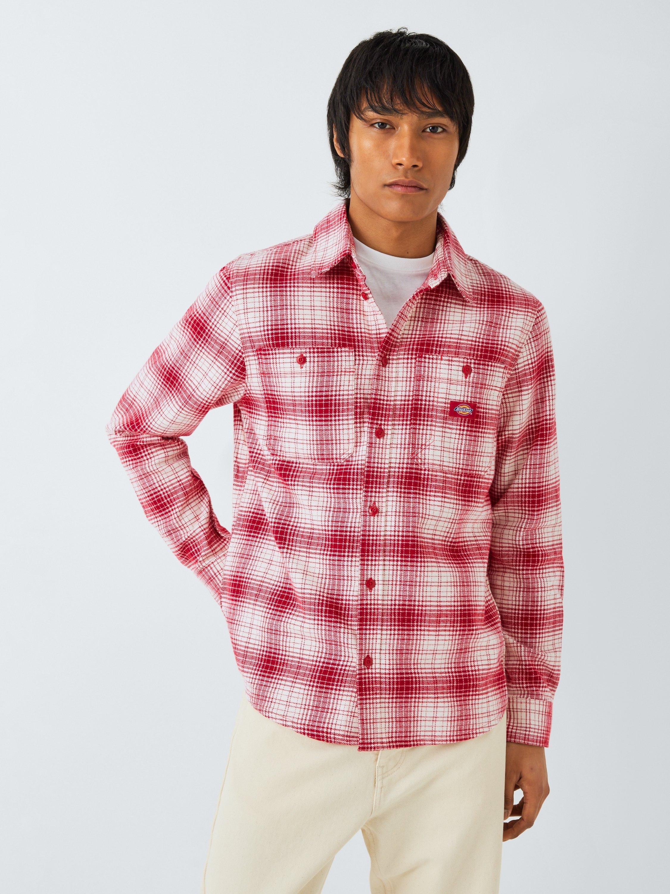 Product image 1 of 6, which shows Dickies Evansville Cotton Regular Fit Check Shirt, English Red, S