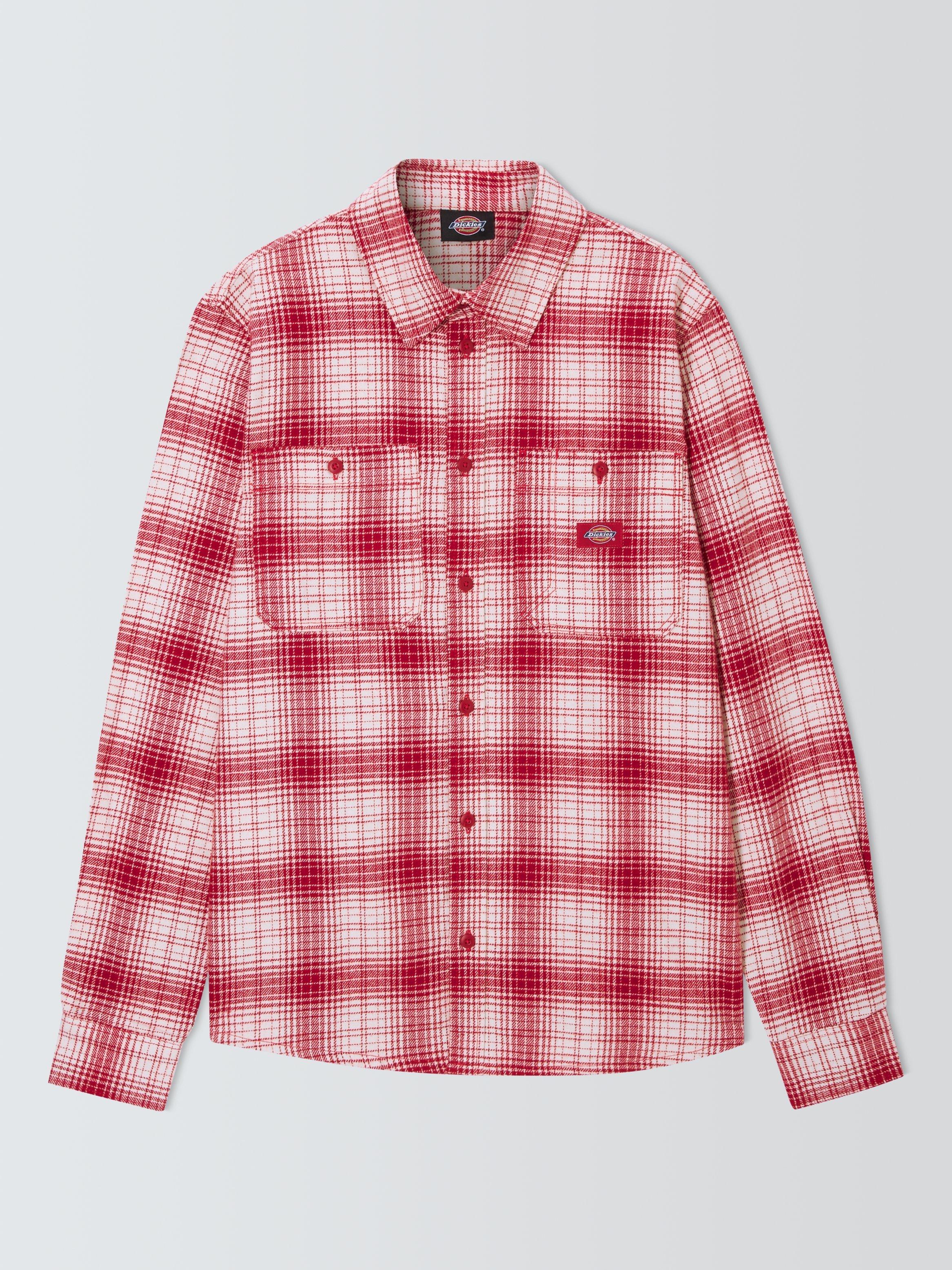 Product image 4 of 6, which shows Dickies Evansville Cotton Regular Fit Check Shirt, English Red, S