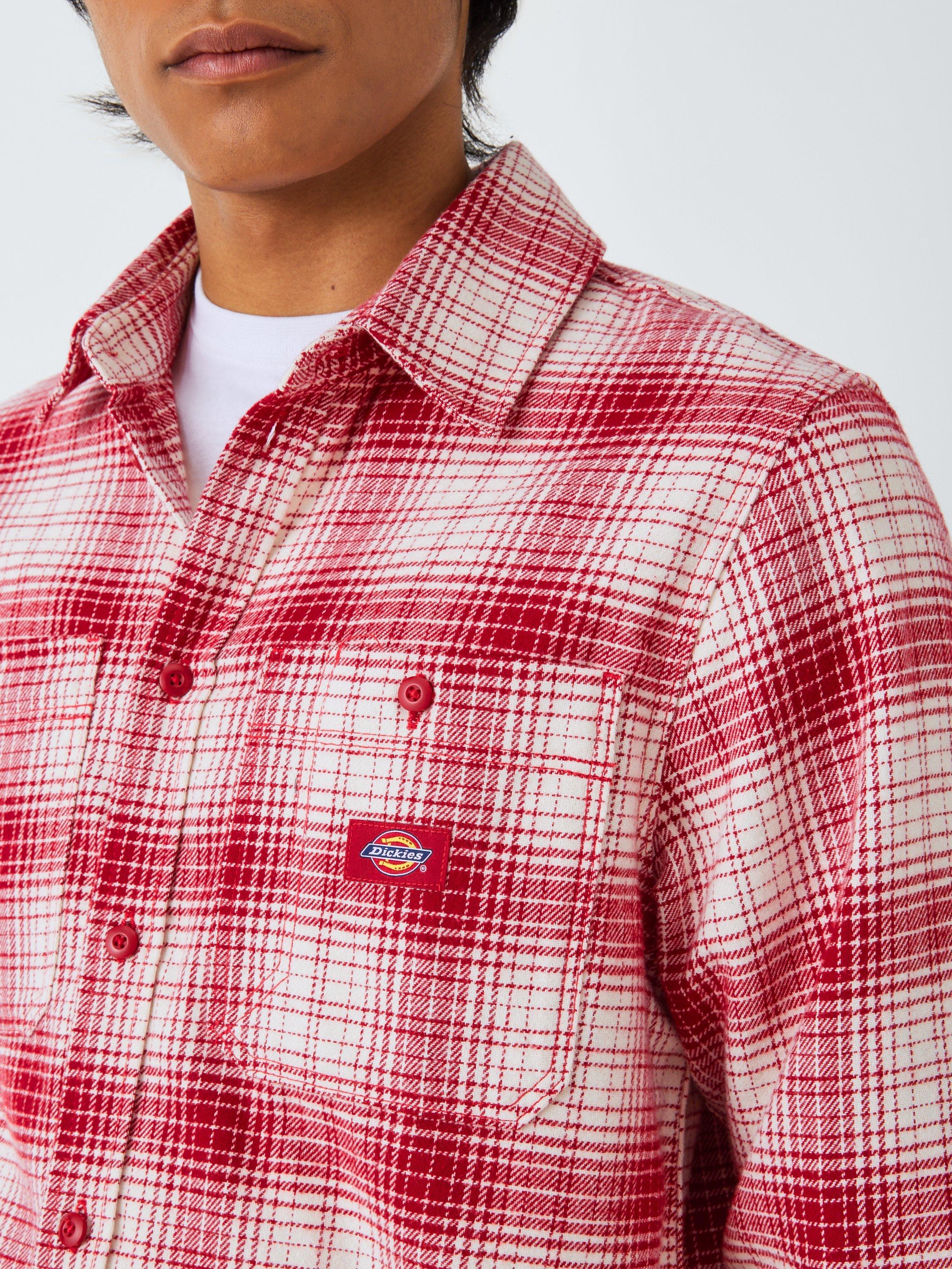 Product image 5 of 6, which shows Dickies Evansville Cotton Regular Fit Check Shirt, English Red, S
