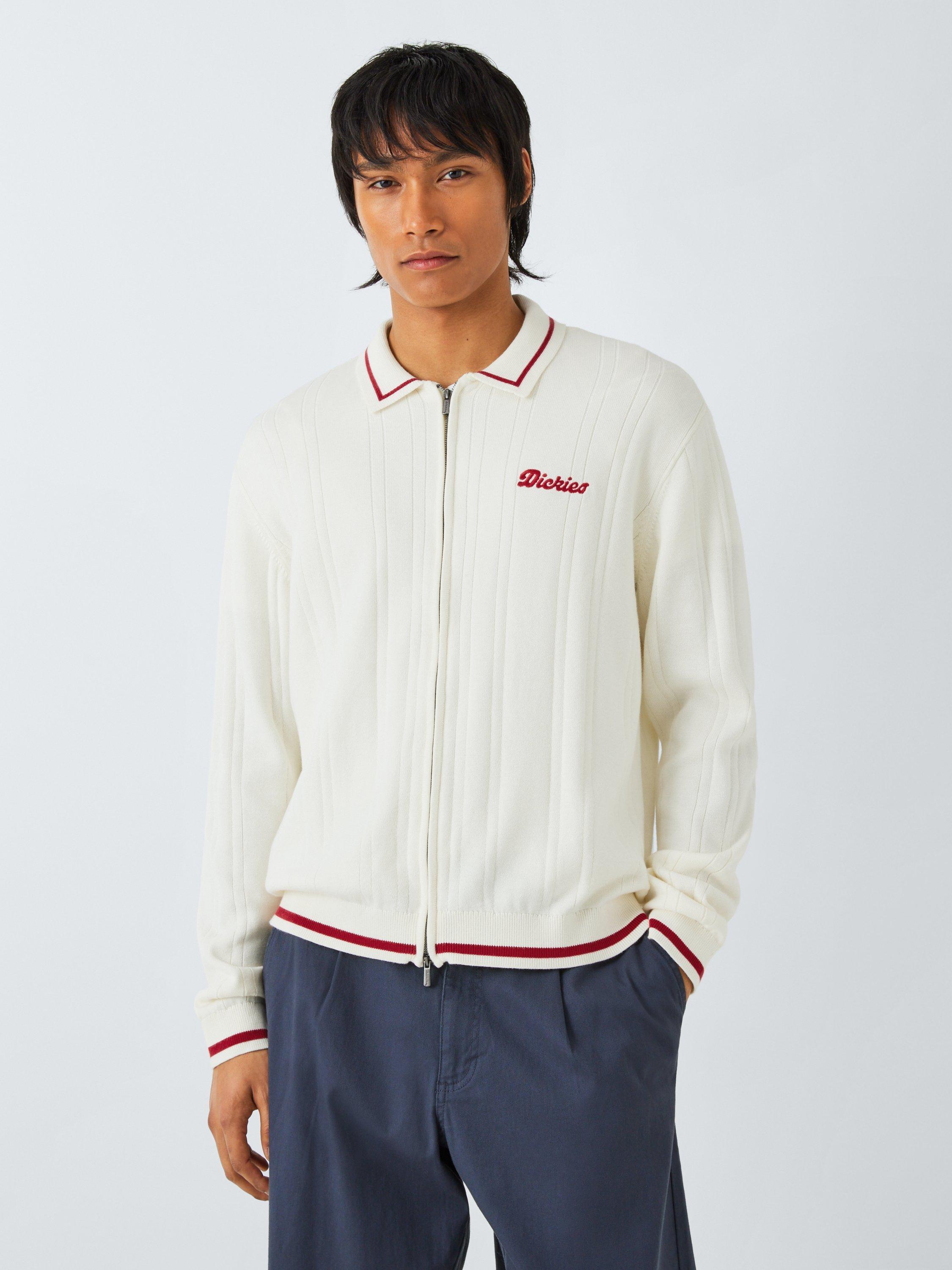 Product image 1 of 6, which shows Dickies Lewistown Cotton Full-Zip Cardigan, Egret, M