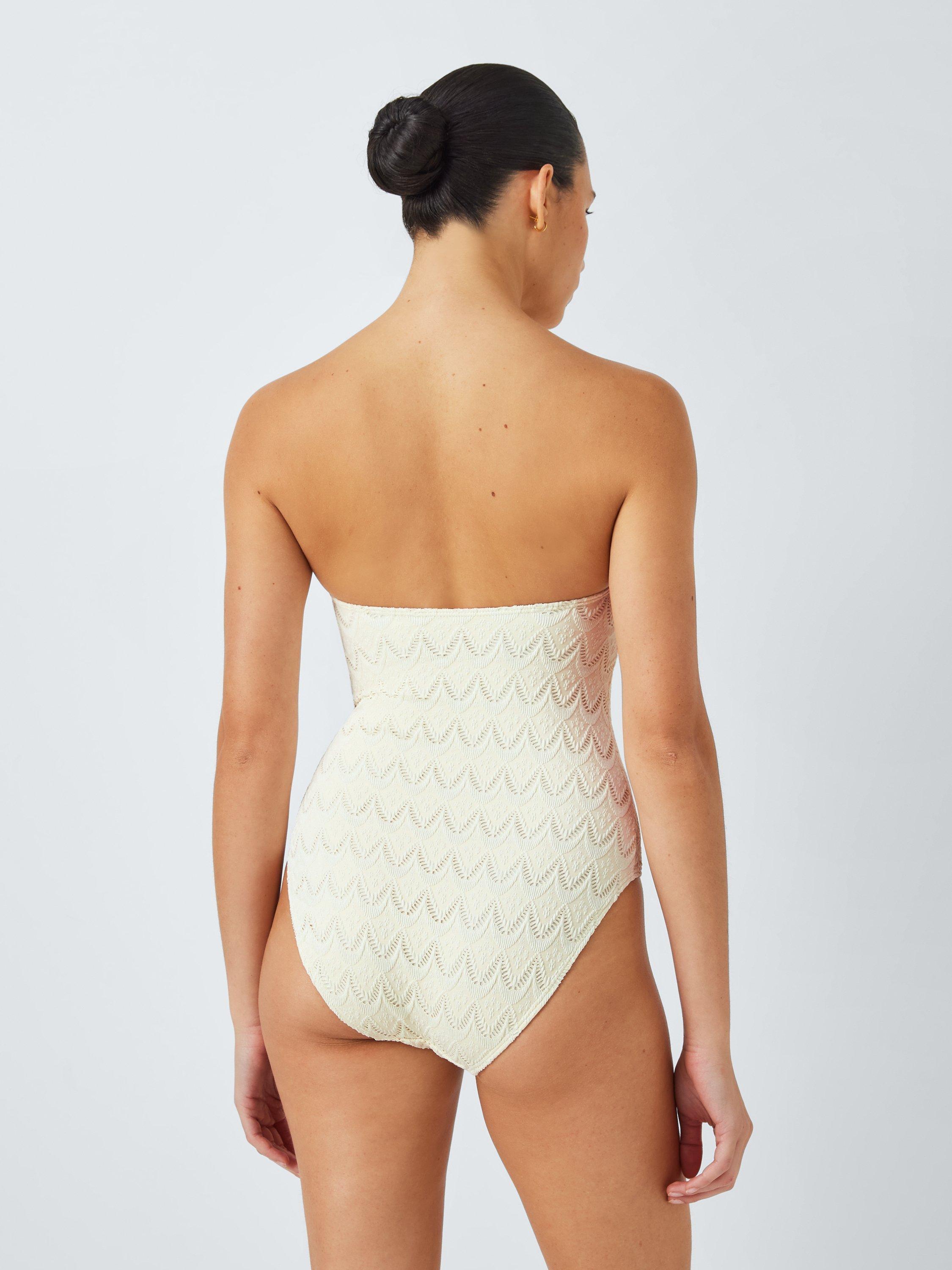 Product image 2 of 6, which shows AND/OR Solait Bandeau Swimsuit, Ivory, 8