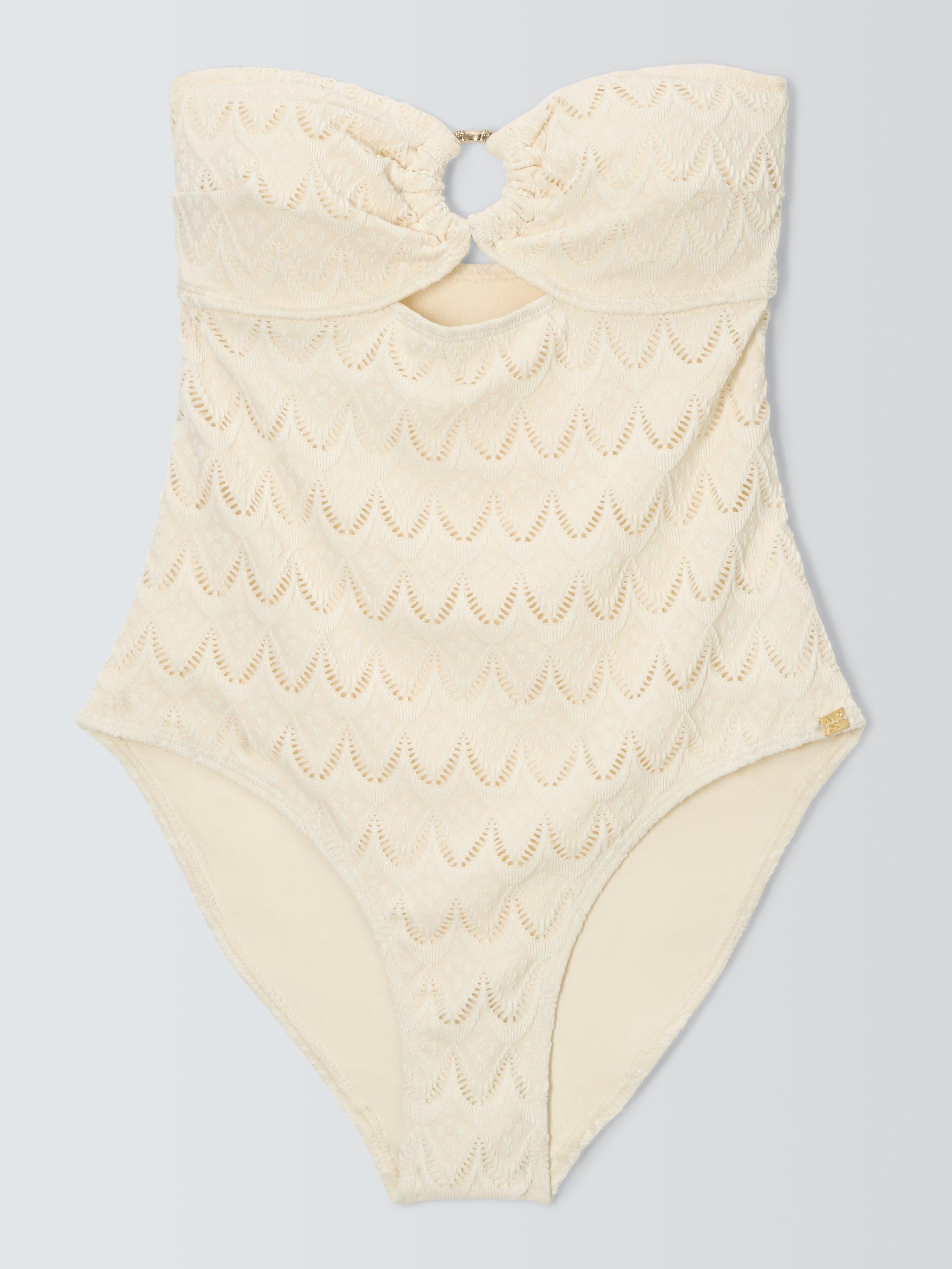 Product image 4 of 6, which shows AND/OR Solait Bandeau Swimsuit, Ivory, 8