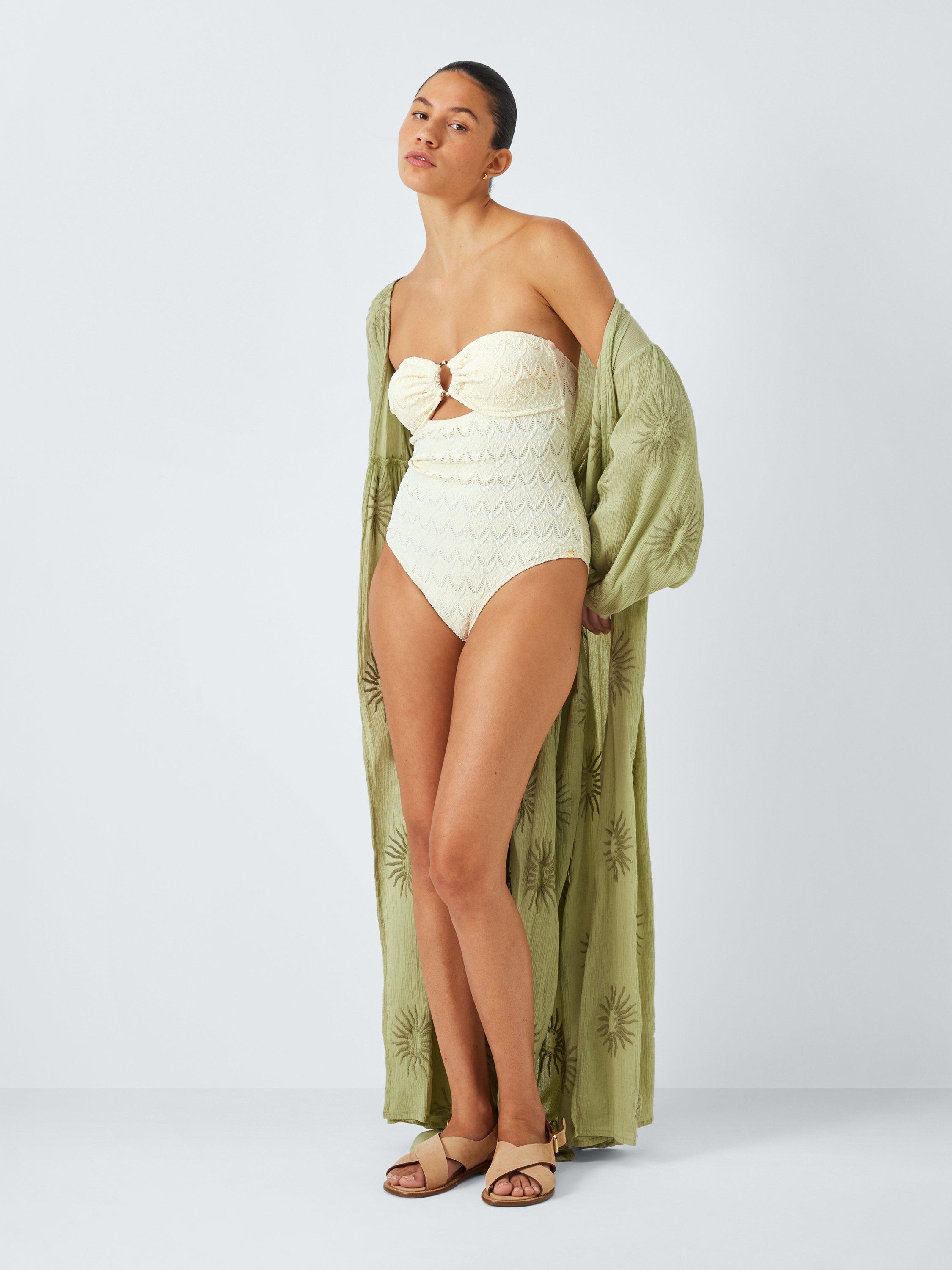 Product image 6 of 6, which shows AND/OR Solait Bandeau Swimsuit, Ivory, 8