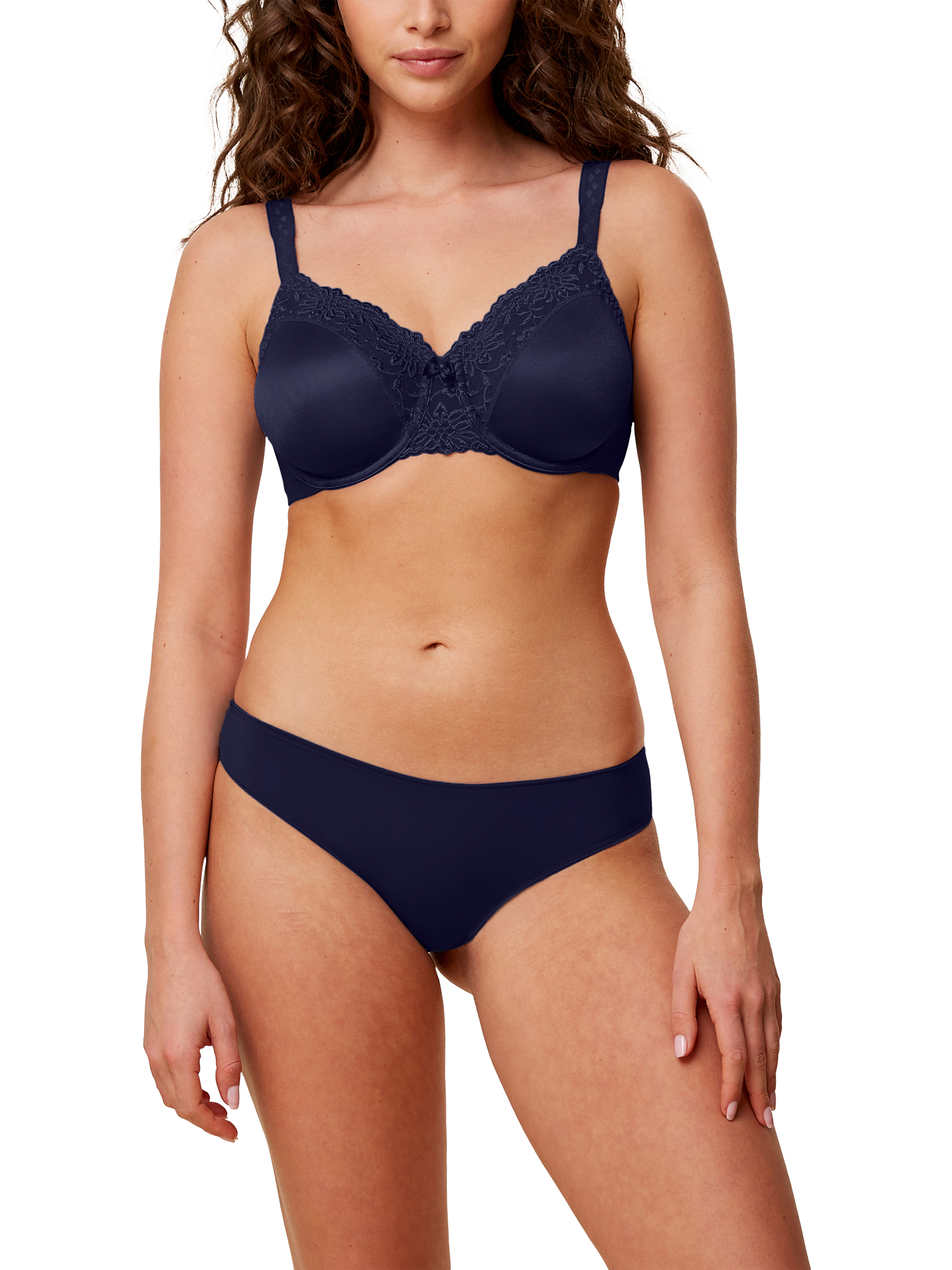 Product image 4 of 5, which shows Triumph Lovely Micro Brazilian Thong, Dark Blue, S