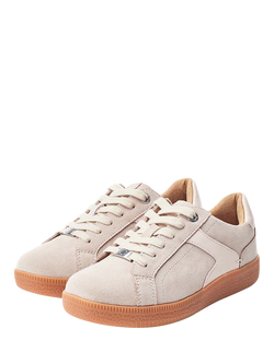 Moda in Pelle Allette Suede Colour Block Trainers - view 2, Beige