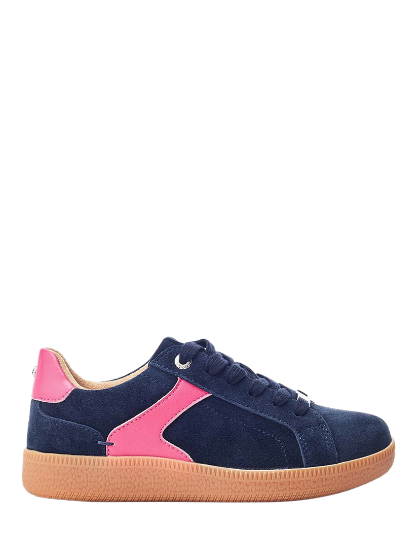 Product image 1 of 4, which shows Moda in Pelle Allette Suede Colour Block Trainers, Navy, 3
