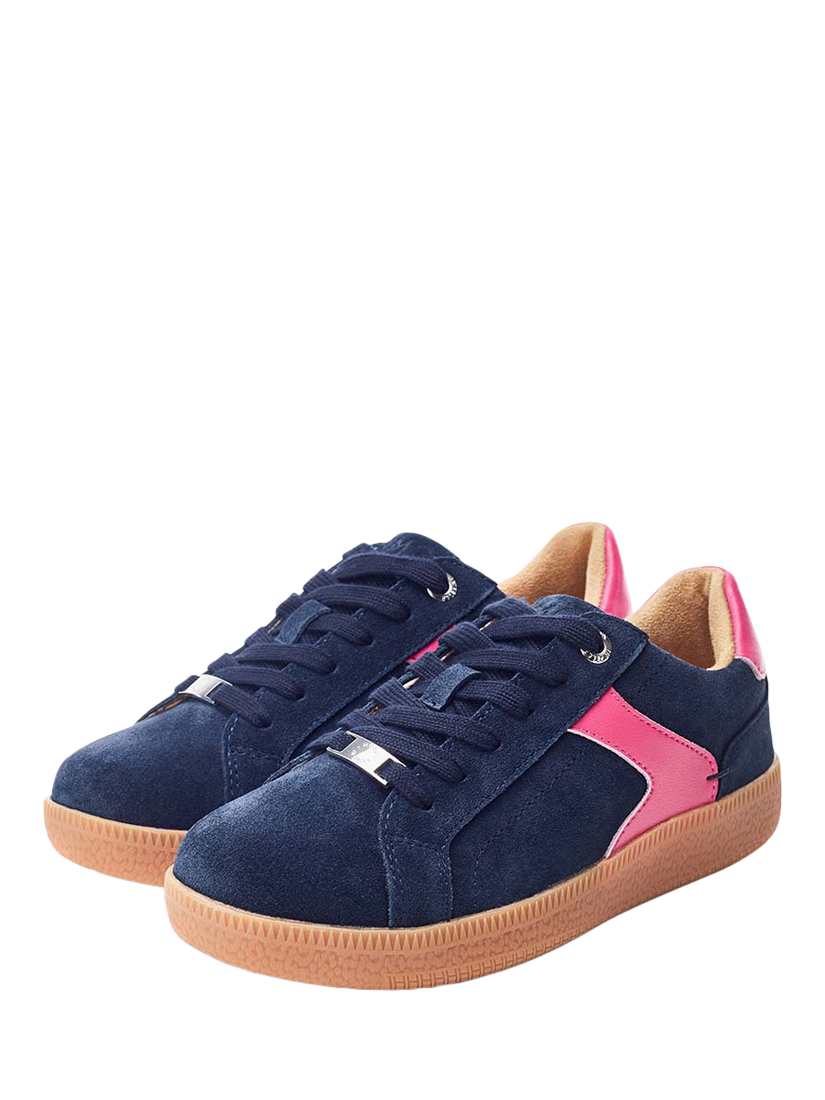 Product image 2 of 4, which shows Moda in Pelle Allette Suede Colour Block Trainers, Navy, 3