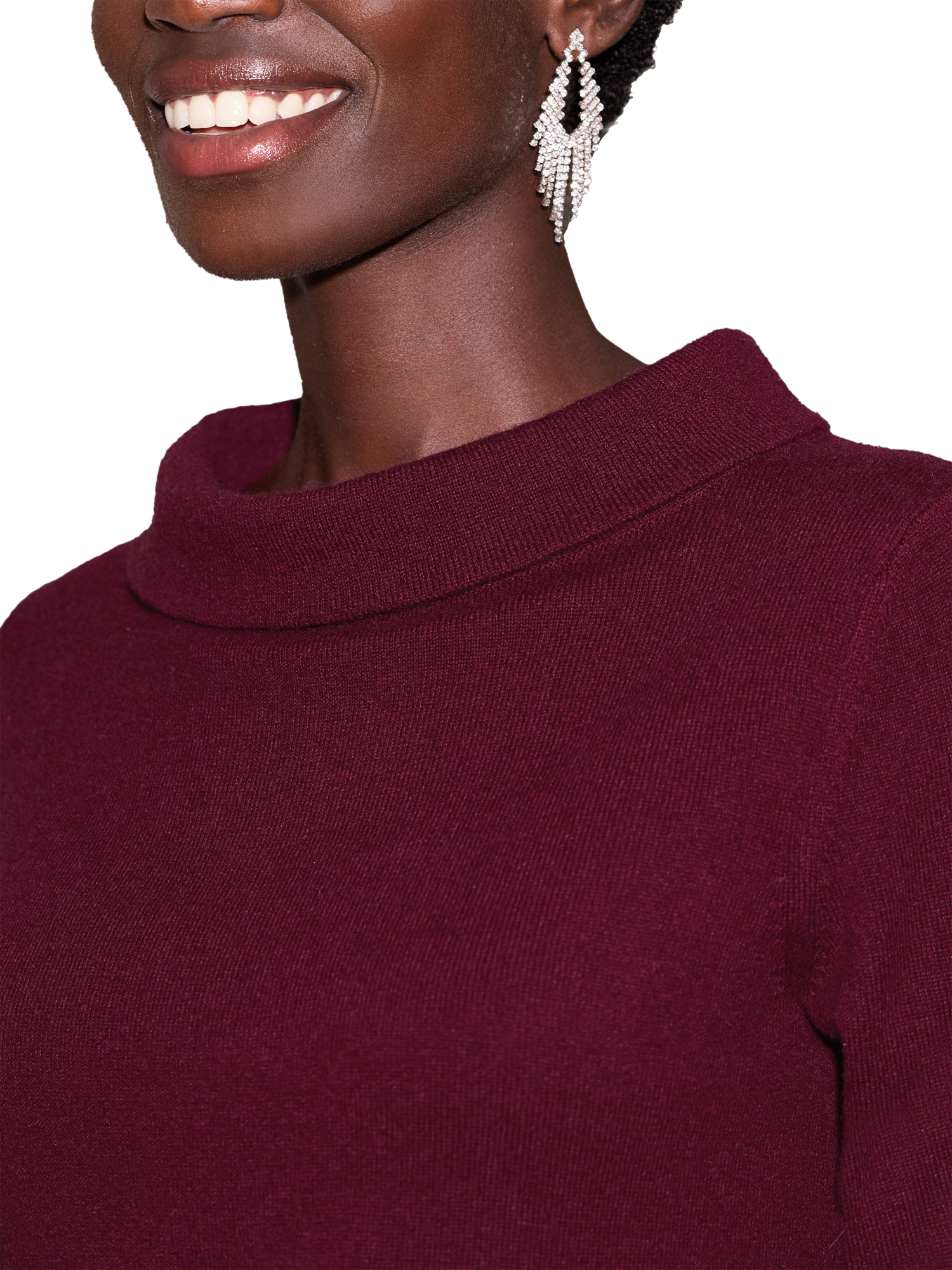 Product image 2 of 3, which shows Pure Collection Bardot Pure Cashmere Jumper, Merlot, 8
