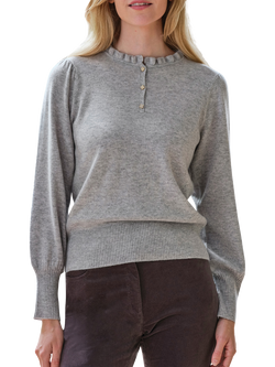 Pure Collection Frill Pure Cashmere Jumper, Heather Dove, Heather Dove