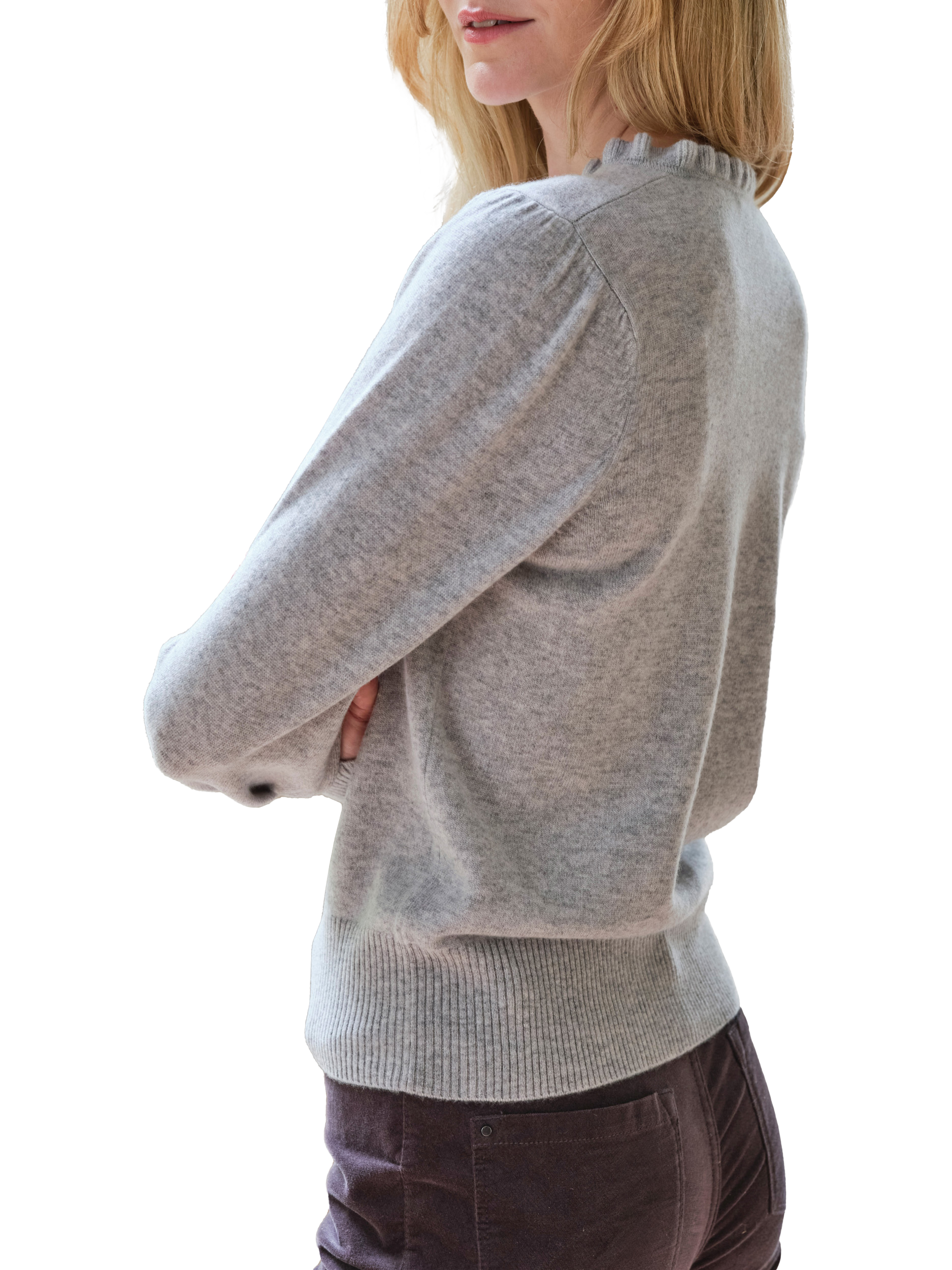 Pure Collection Frill Pure Cashmere Jumper Heather Dove