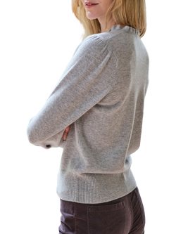 Pure Collection Frill Pure Cashmere Jumper, Heather Dove - view 2, Heather Dove