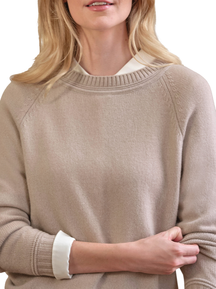 Pure Collection Lofty Raglan Sleeve Pure Cashmere Jumper - view 2, Haze