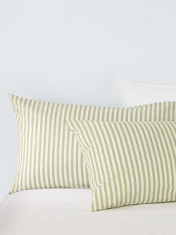 John Lewis Ava Cotton Percale Stripe Duvet Cover Set - view 2, Pistachio/Multi