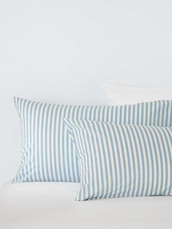 John Lewis Ava Cotton Percale Stripe Duvet Cover Set - view 2, Blue/Multi