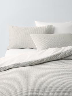 John Lewis Two Tone Waffle Duvet Cover Set, Mid Green