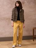 Brora Scottish Mohair Wool Check Jacket, Peat/Ochre