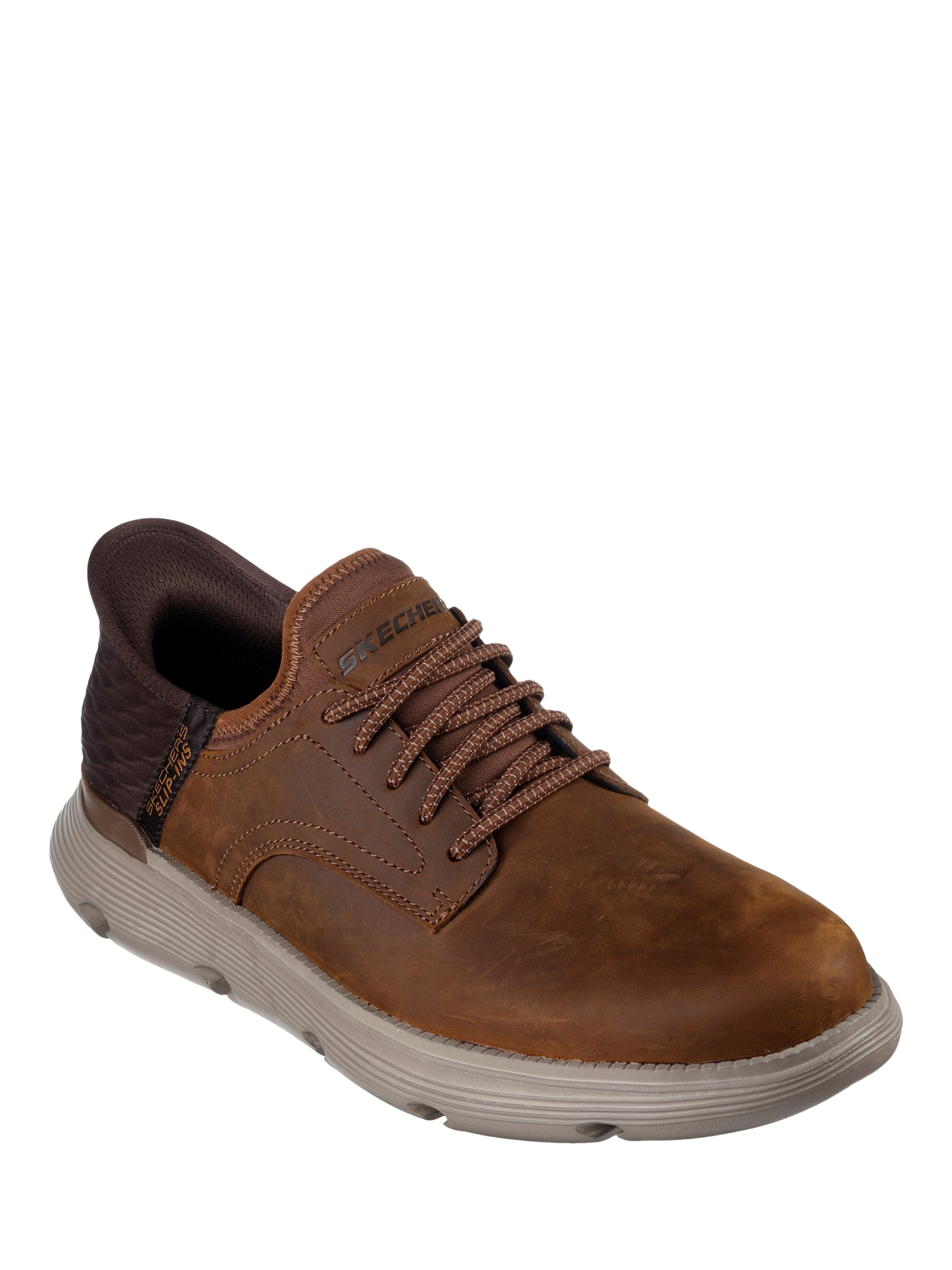 Product image 2 of 4, which shows Skechers Hands Free Garza Gervin Leather Slip-In Shoes, Brown, 6