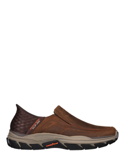 Skechers Hands Free Respected Elgin Relaxed Fit Leather Slip In Shoes, Brown, Brown