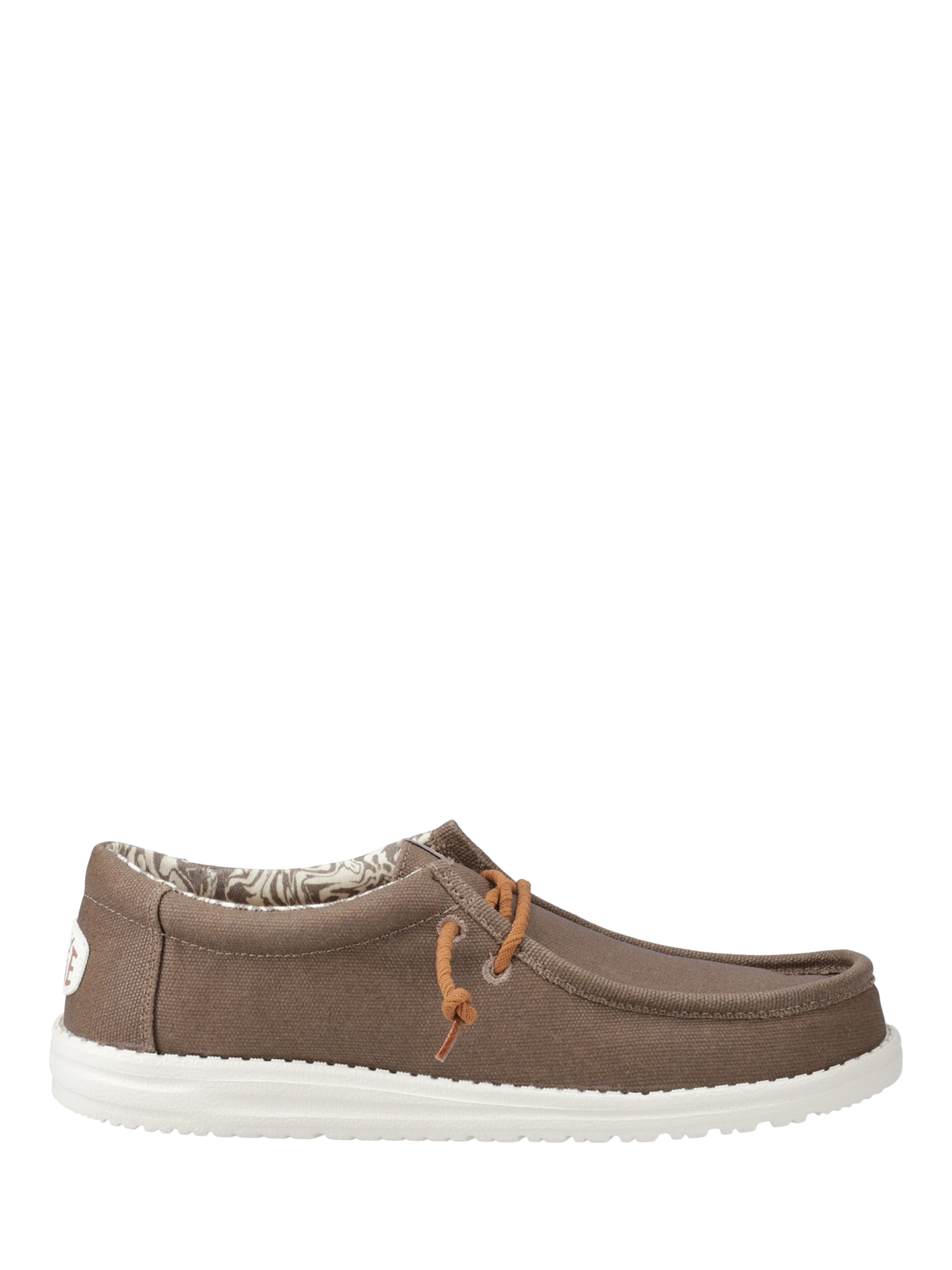 Product image 1 of 4, which shows Hey Dude Wally Waxed Canvas Shoes, Brown, 7
