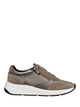 Geox Cristael Leather Zip Detail Trainers, Taupe