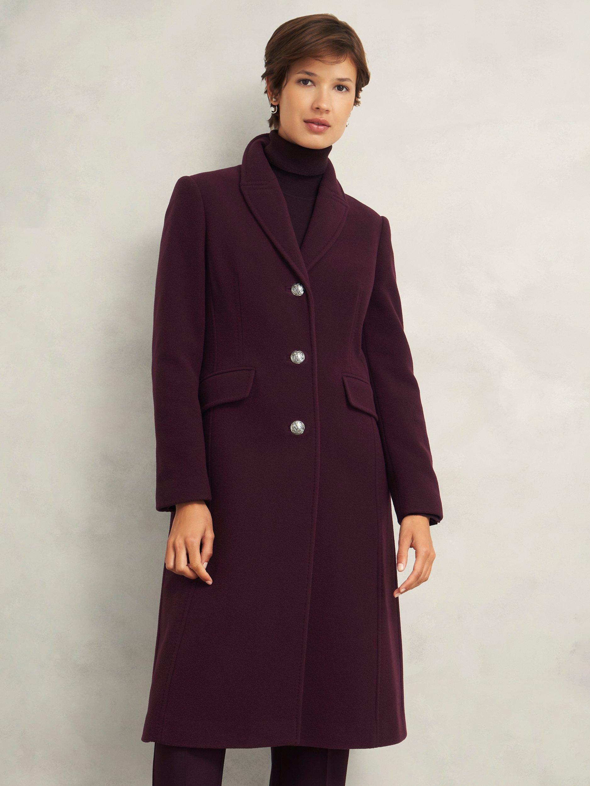 Hobbs Edwina Wool Blend Longline Coat Wine