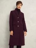 Hobbs Edwina Wool Blend Longline Coat, Wine