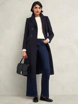 Miss Selfridge Double Breasted Skirted Coat Pale Blue