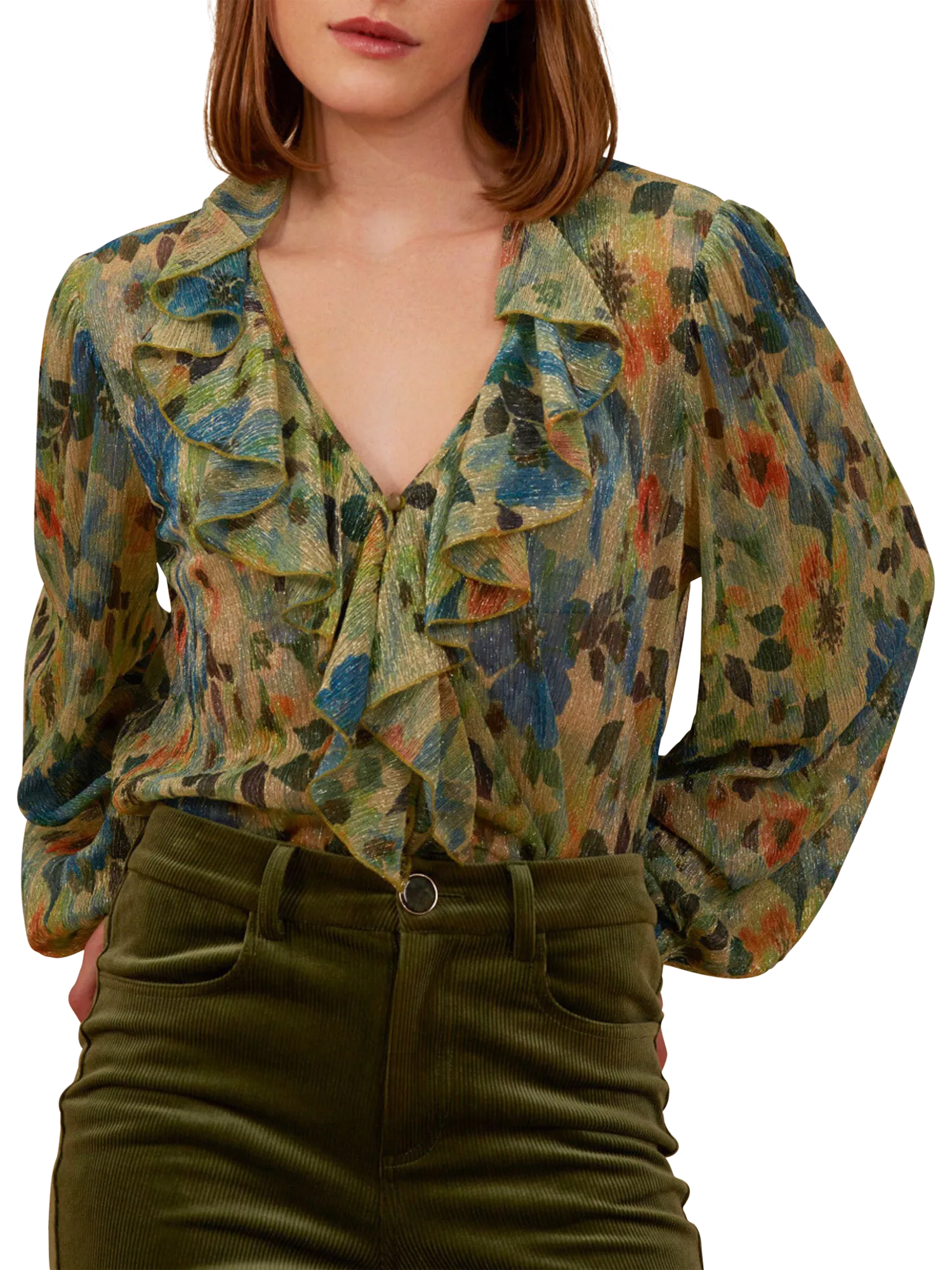 Traffic People Little Lies Wilma Sheer Shirt, Multi