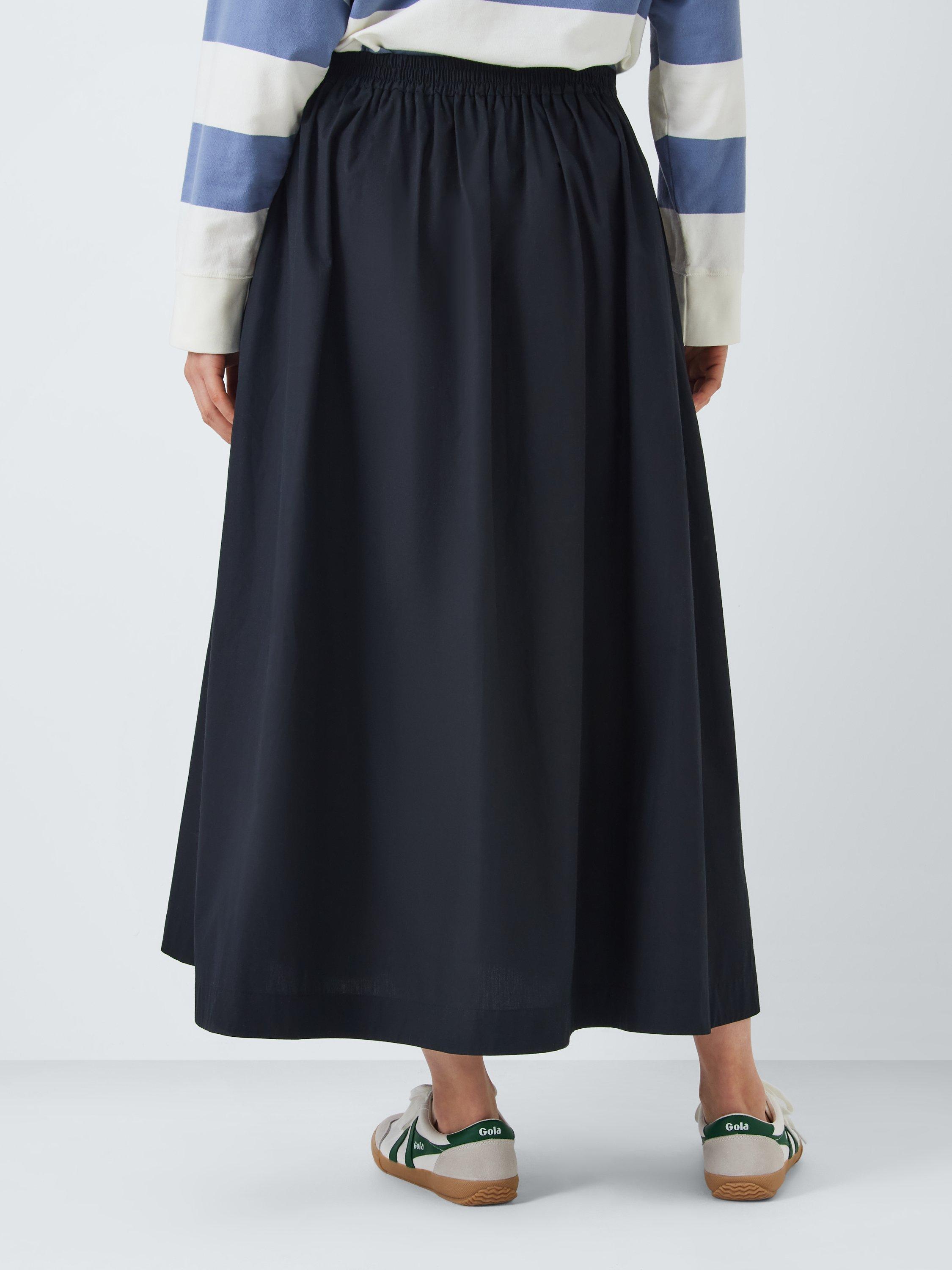 John Lewis ANYDAY Full Cotton Poplin Skirt, Black