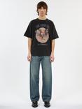 THE KOOPLES Cotton Eagle Graphic Crew Neck T-Shirt, Black Washed