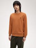 Fred Perry Cotton Crew Neck Sweatshirt, Marmalade/Black