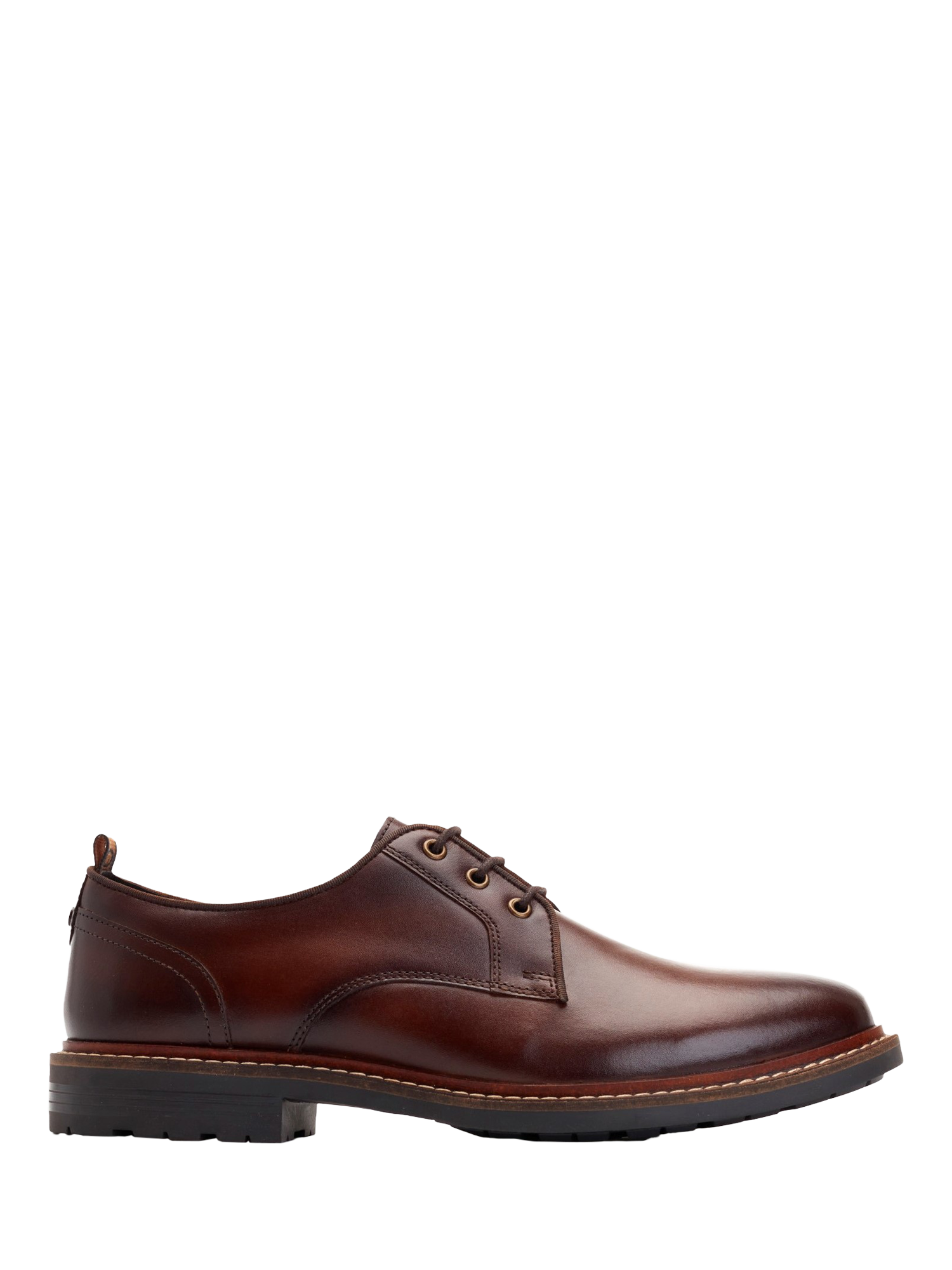 Product image 1 of 5, which shows Base London Dime Waxy Leather Derby Shoes, Brown, 7