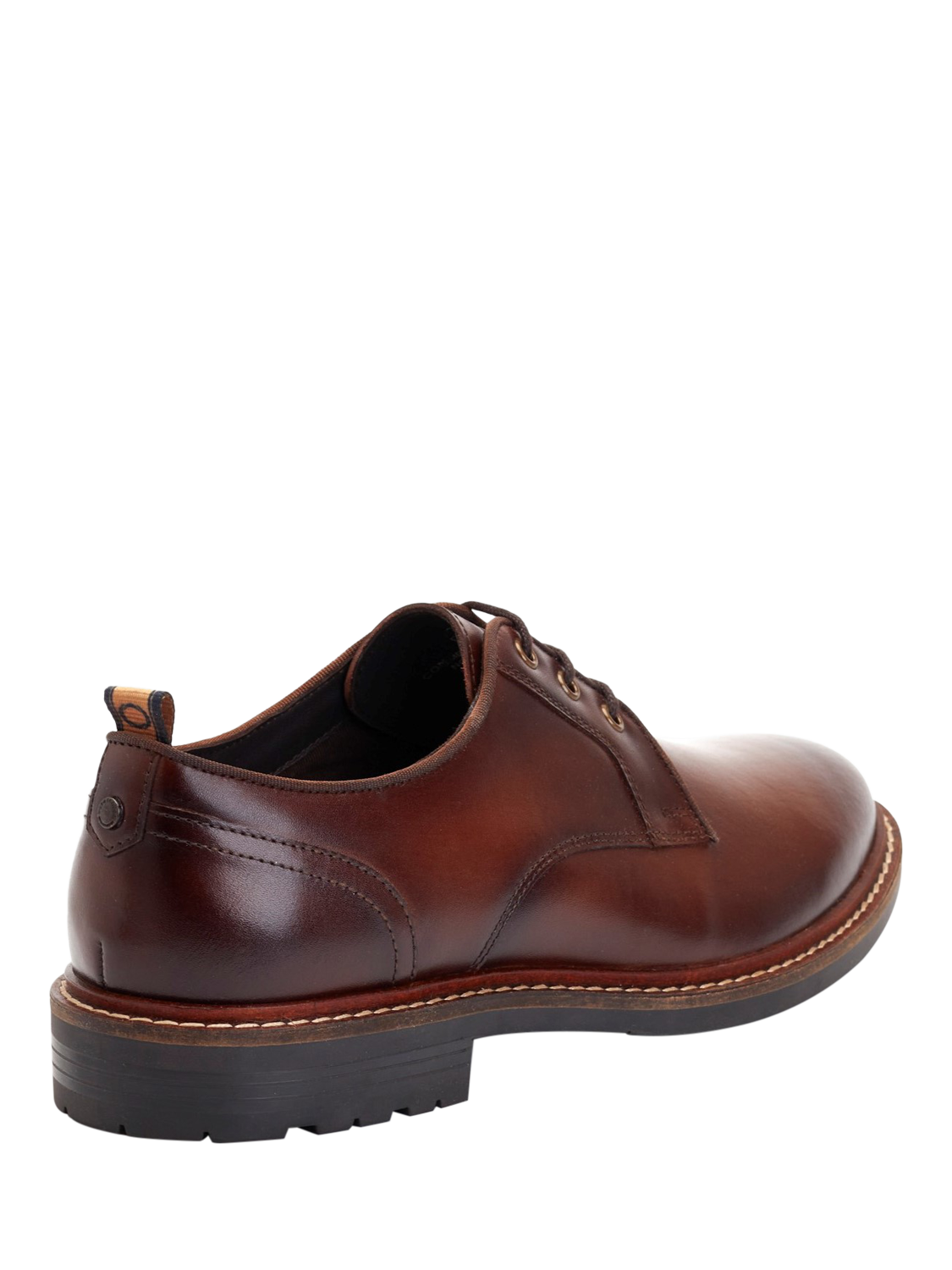 Product image 3 of 5, which shows Base London Dime Waxy Leather Derby Shoes, Brown, 7