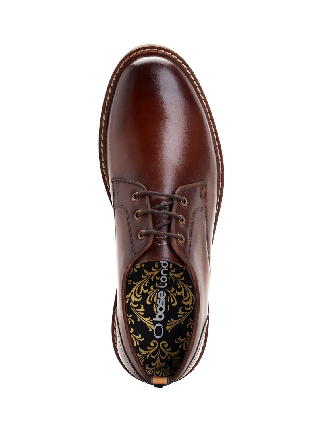 Product image 5 of 5, which shows Base London Dime Waxy Leather Derby Shoes, Brown, 7