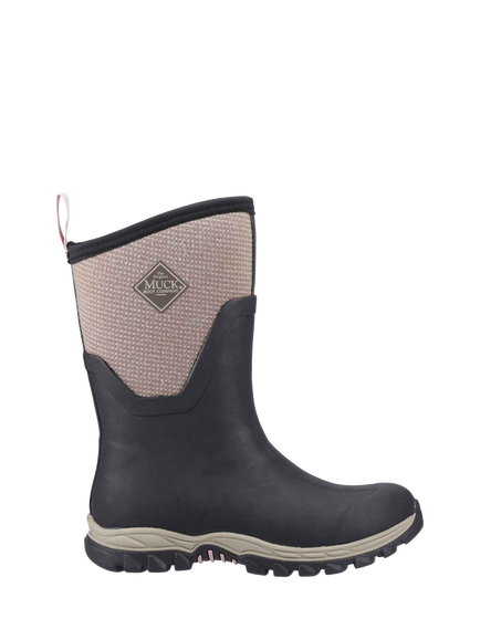 Muck Arctic Sport II Mid Wellington Boots, Olive/Herringbone, Black/Tweed