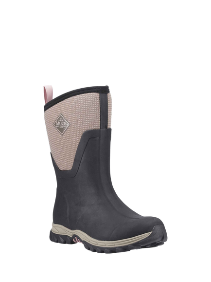 Muck Arctic Sport II Mid Wellington Boots, Olive/Herringbone - view 2, Black/Tweed