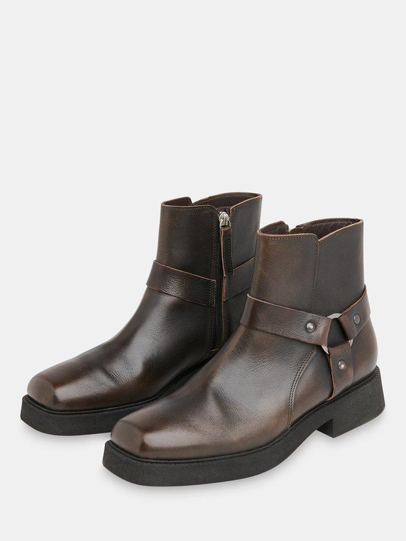 Product image 2 of 4, which shows Whistles Matteo Burnished Leather Boots, Brown, 3