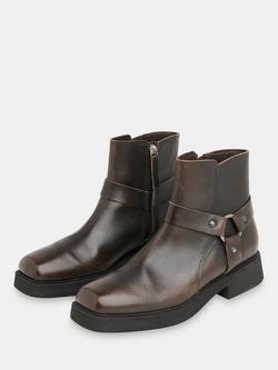 Whistles Matteo Burnished Leather Boots, Brown - view 2, Brown