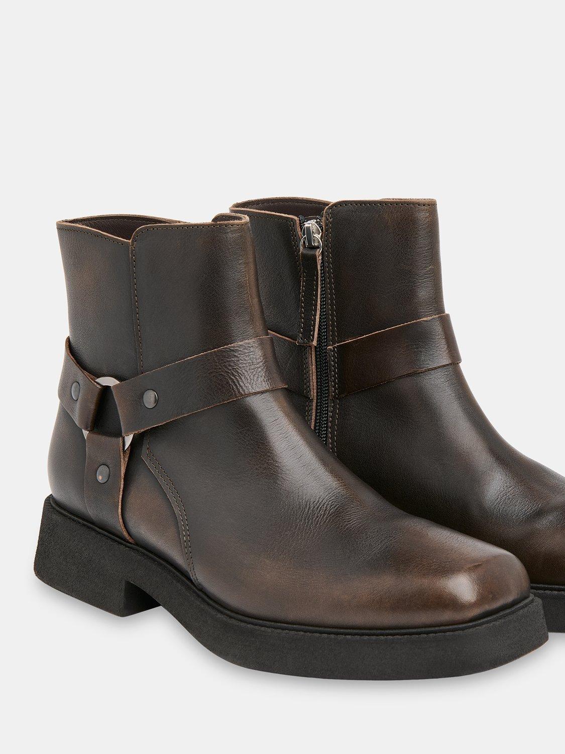 Product image 3 of 4, which shows Whistles Matteo Burnished Leather Boots, Brown, 3