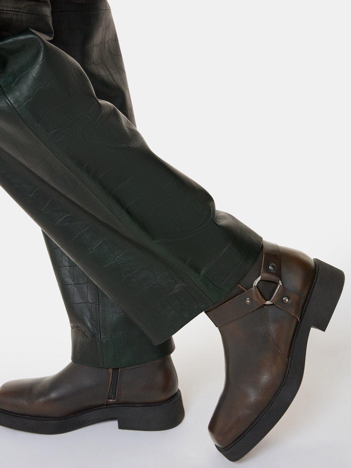 Product image 4 of 4, which shows Whistles Matteo Burnished Leather Boots, Brown, 3