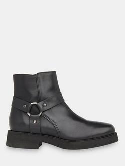 Whistles Matteo Leather Biker Boots, Black, Black