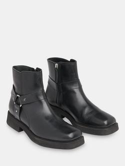 Whistles Matteo Leather Biker Boots, Black - view 2, Black