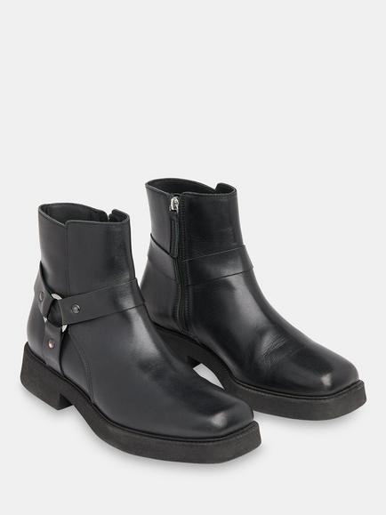 Whistles Matteo Leather Biker Boots, Black - view 2, Black