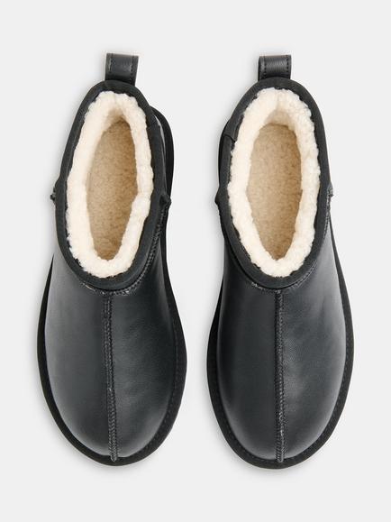 Whistles Mable Leather Slipper Boots, Black - view 2, Black