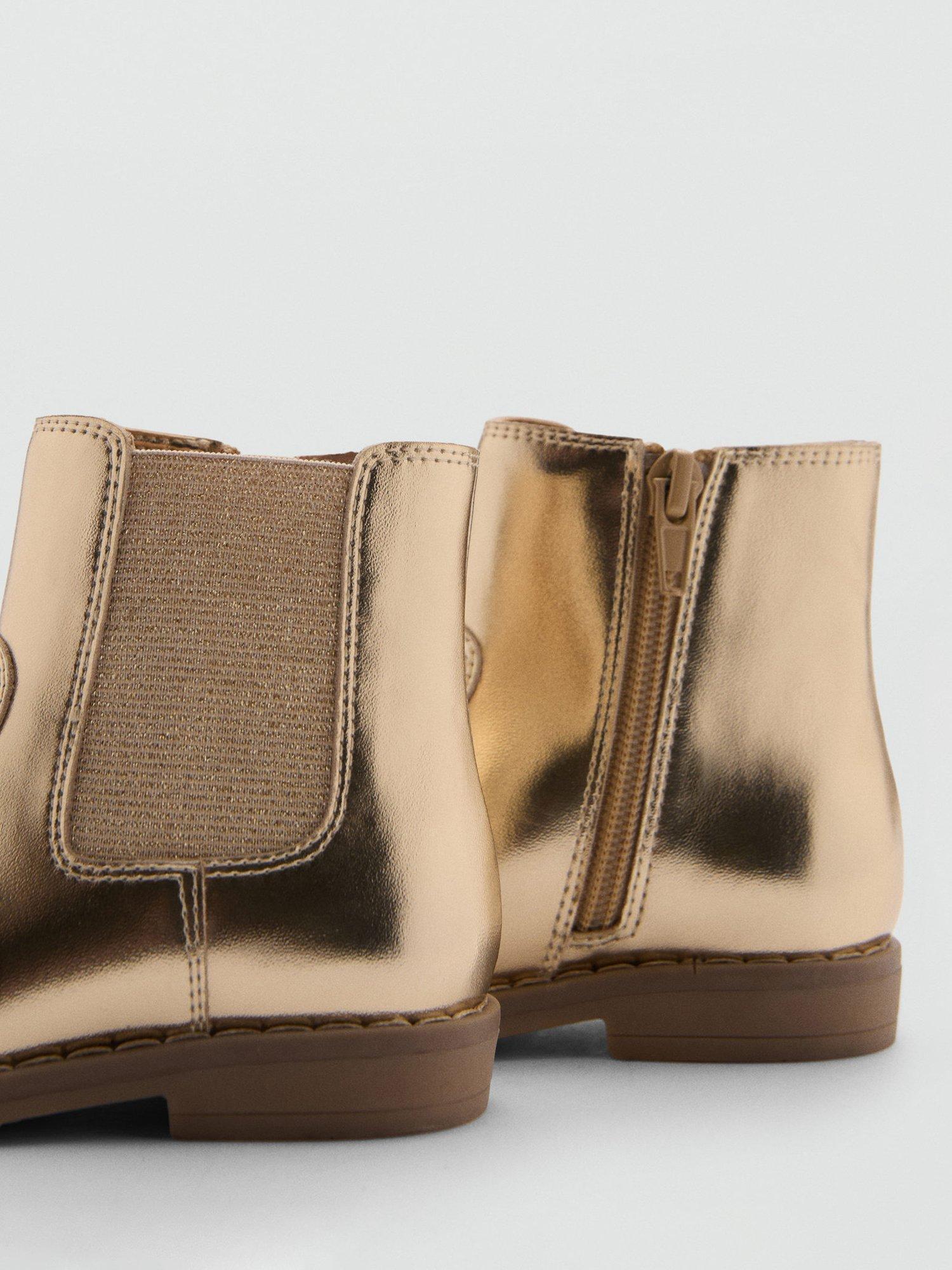 Product image 4 of 4, which shows Mango Kids' Rita Metallic Ankle Boots, Gold, 8.5 Jnr