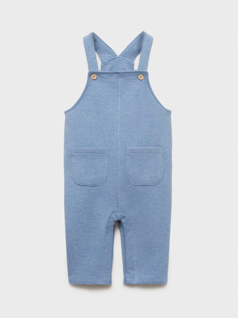 Mango Baby Jersey Dungarees, Medium Blue