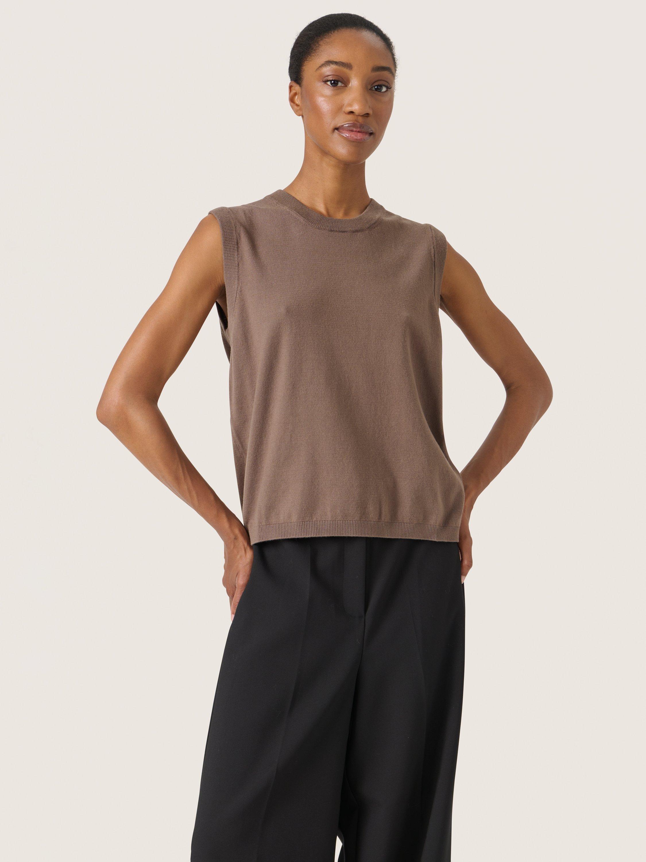 Soaked In Luxury Sina Knit Vest Top, Morel
