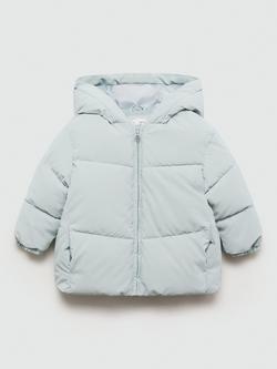 Mango Kids' Beth Hooded Padded Jacket, Pastel Blue, Pastel Blue